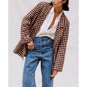 NWOT Mara Hoffman Oversized Plaid Saubirah Cotton Blazer Jacket
